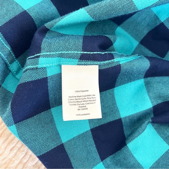 Vineyard Vines Performance Women’s Button Down Shirt Relaxed Teal Blue Plaid - Picture 7 of 7